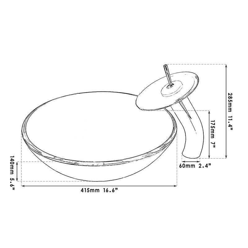 Red Marble Vein Double Layer Tempered Glass Sink Set