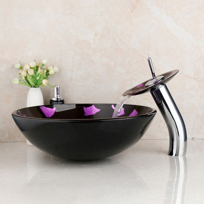 Purple Art Design Bathroom Wash Basin Faucet Set