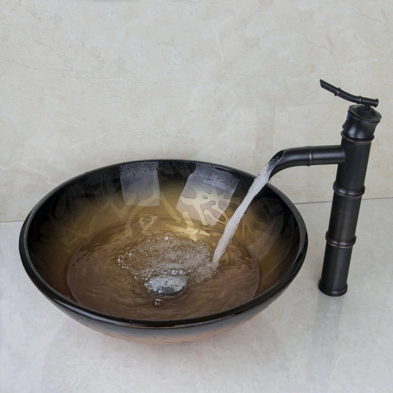 Antique Brass Vessel Bathroom Sink Set