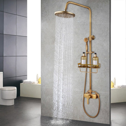 Antique Brass Flexible Retro Vintage Brass Wall Mount Shower Head