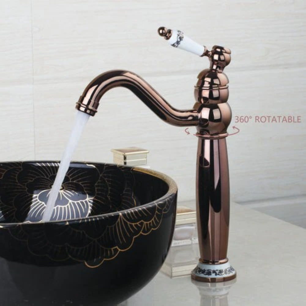 Ceramic Single Handle Swivel 360 Deck Mounted Tap Mixer Faucet