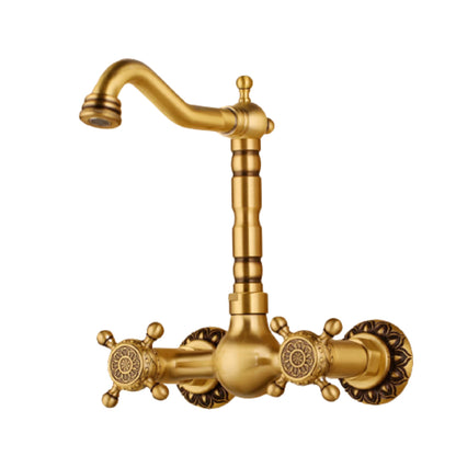 Dual Handles Wall Mounted Bathroom Basin Faucet