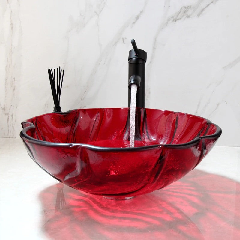 Red Translucent Bathroom Sink Set