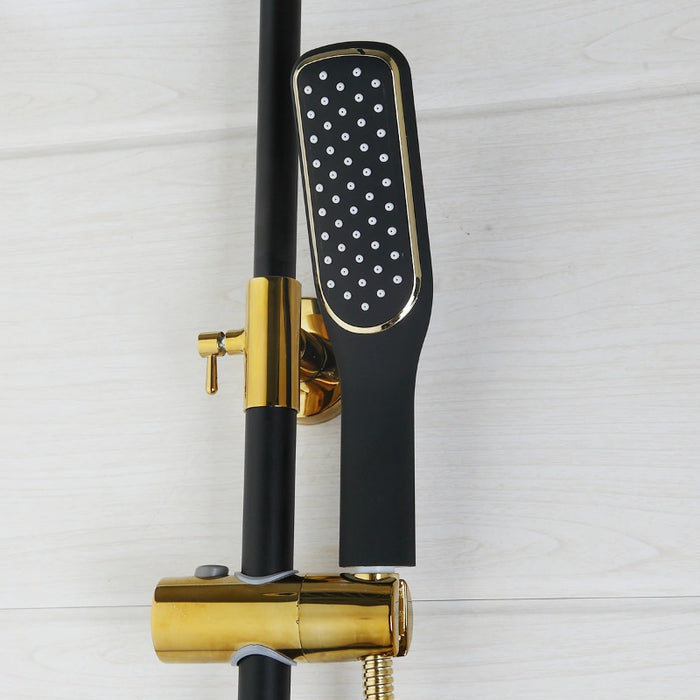 Black Gold-Plated Wall Mounted Bath Shower Set