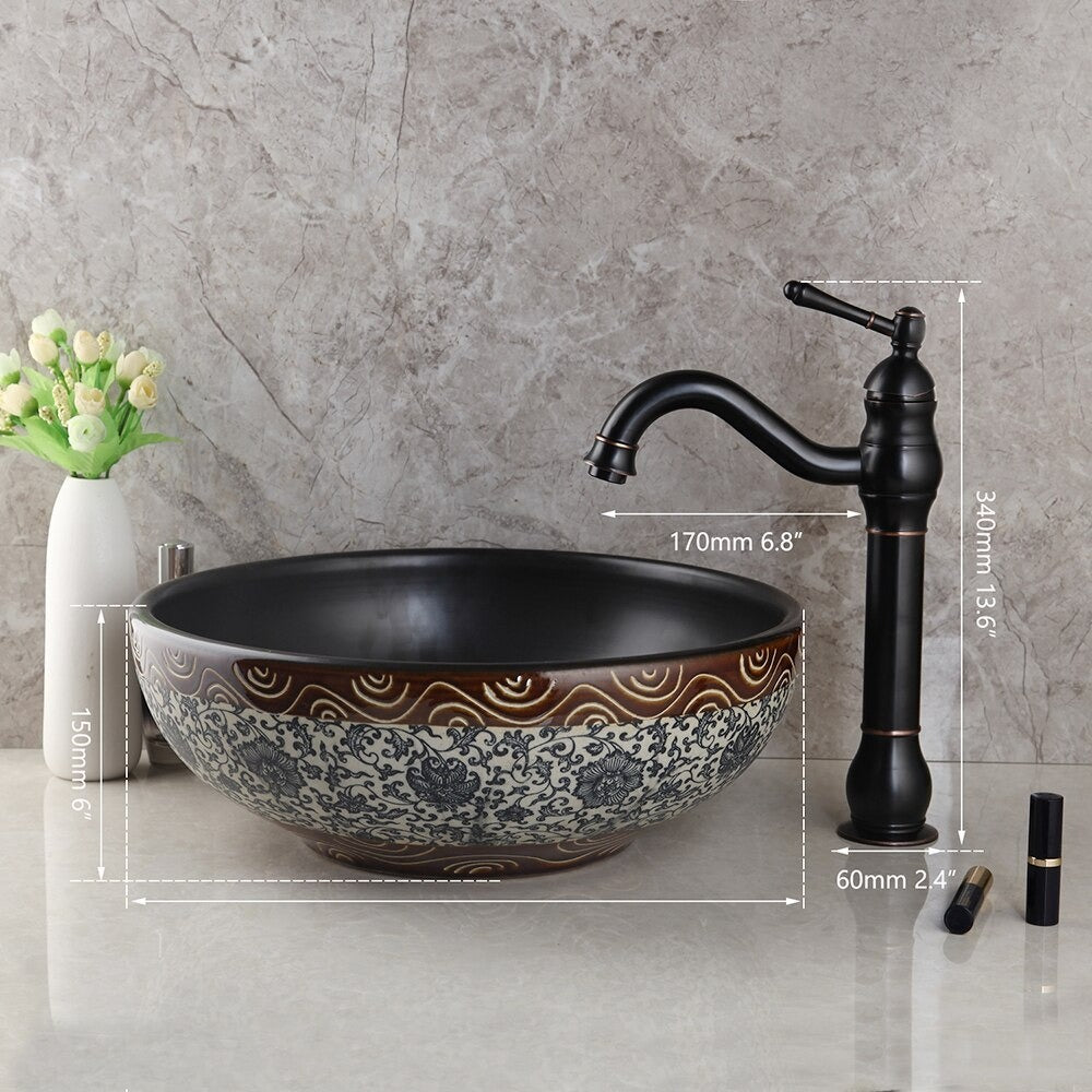 Ceramics Hand-Painted Bathroom Sink Set