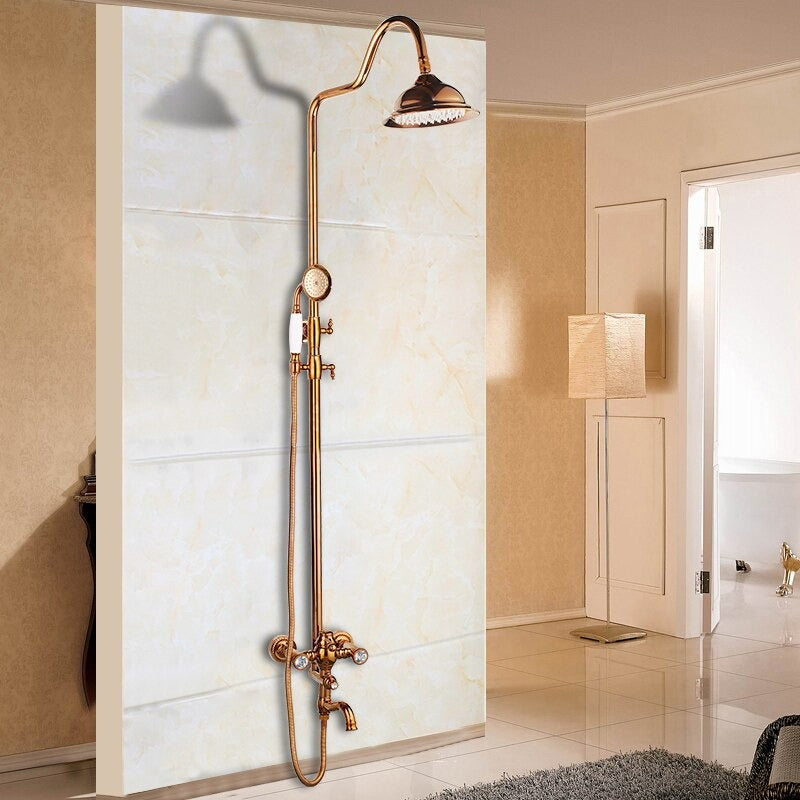 Gold Polish Solid Brass Bathroom Bathtub Shower Set