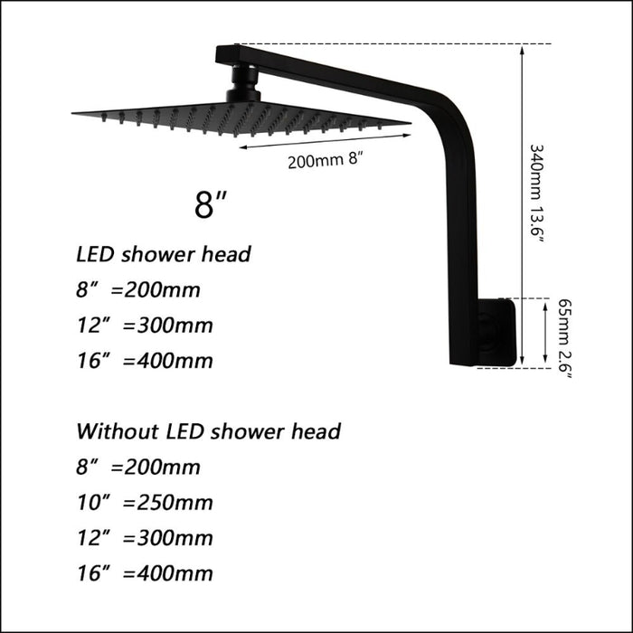 Square Round LED Shower Head And Shower Arm
