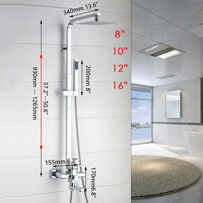 Chrome Brass Bathroom Head Wall Mounted Shower Set