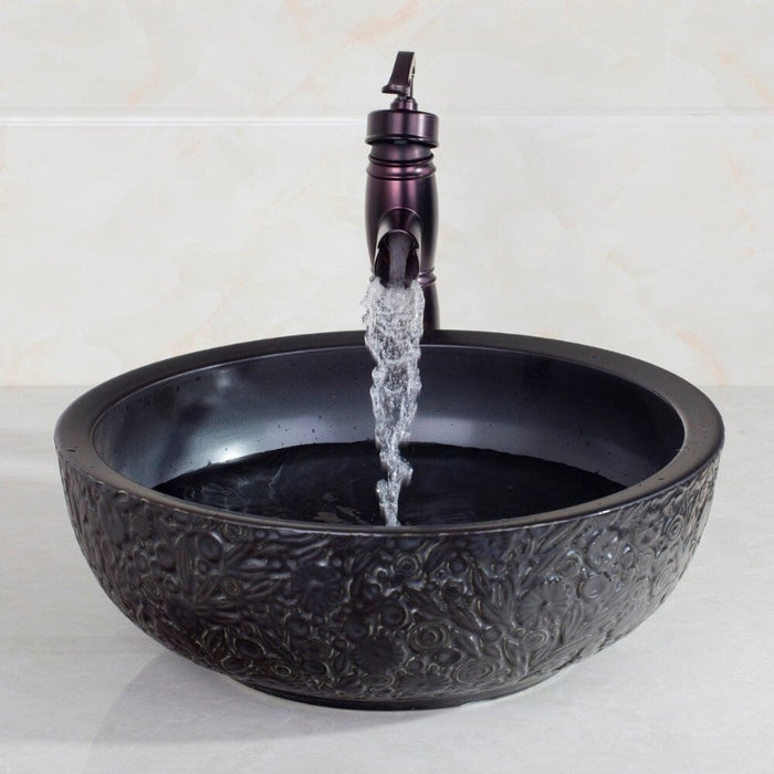 Black Ceramic Bathroom Sink Set