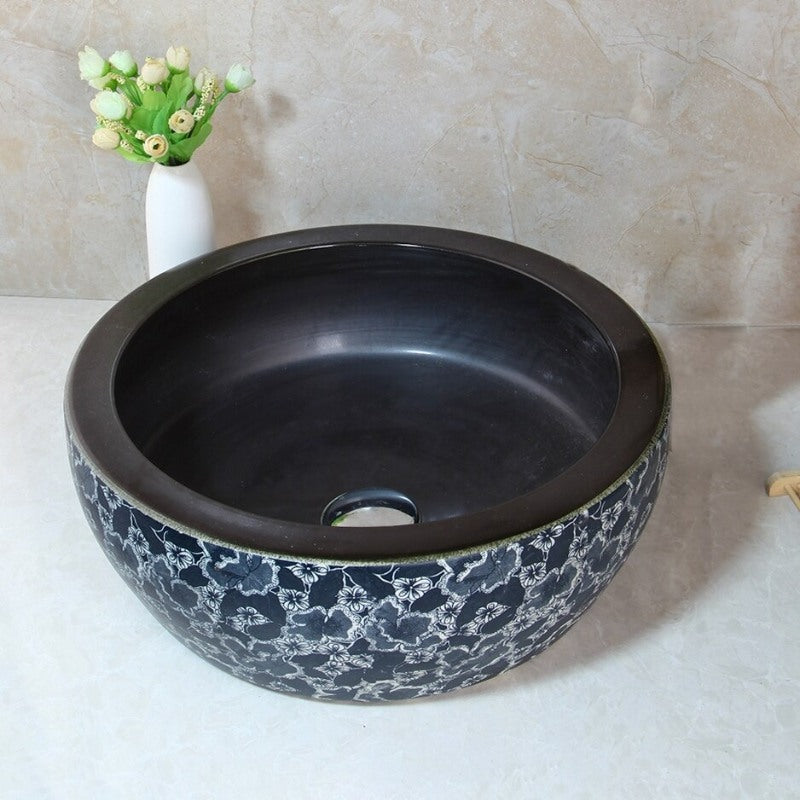 Round Ceramic Basin Sink Faucet Set