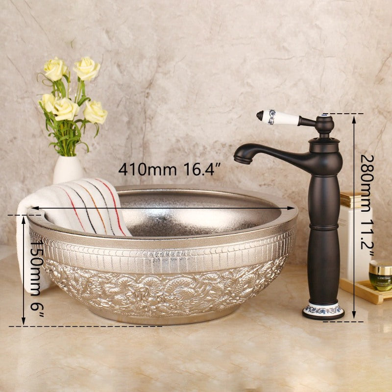 Hand Painting Lavatory Bathroom Basin Sink Set