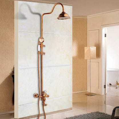 Gold Polish Solid Brass Bathroom Bathtub Shower Set