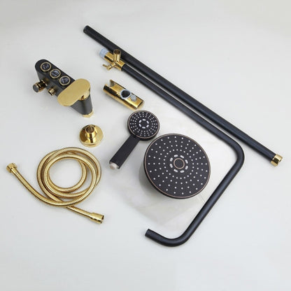 Gold-Plated Rain Mixer Shower Combo Set