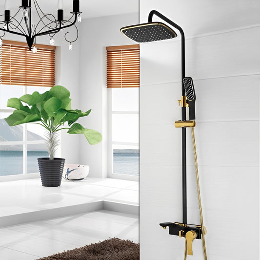 Black Gold-Plated Wall Mounted Bath Shower Set