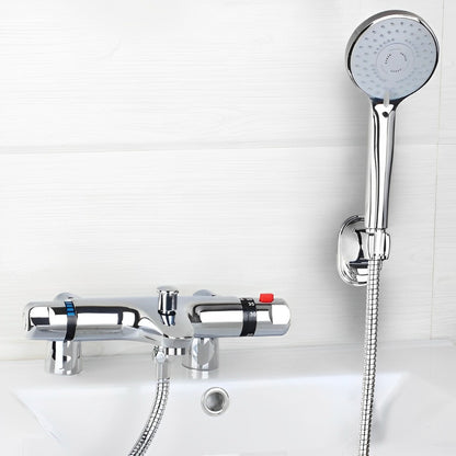 Chrome Brass Deck Mounted Thermostatic Mixer Taps