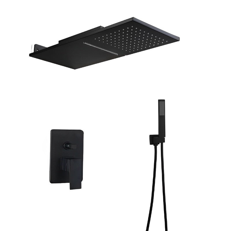 Black Wall Mounted Rainfall LED Shower Set