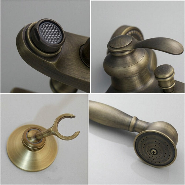 Antique Brass Bathtub Shower Faucet Set
