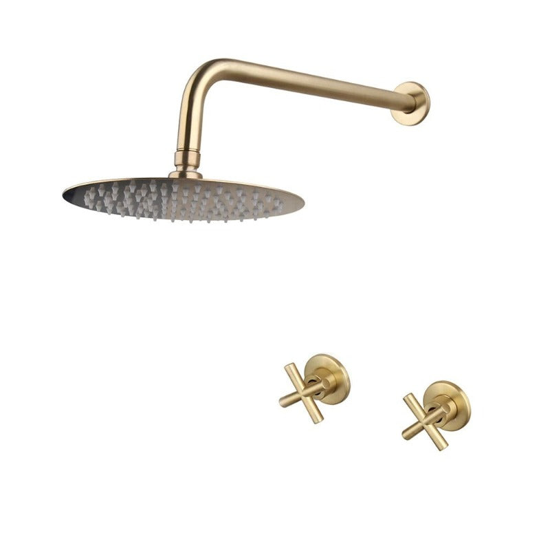 8 Inch Brushed Gold Rainfall Shower Faucet Set