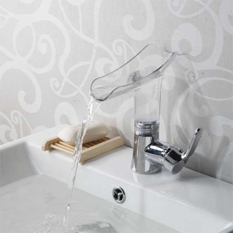 Waterfall Square Glass Bathroom Faucet Sink Tap