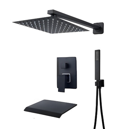 Matte Black Rainfall Bathroom Bathtub Shower Faucet Set