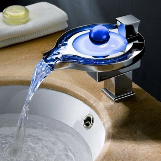 Solid Brass Chrome LED Basin Water Mixer Tap