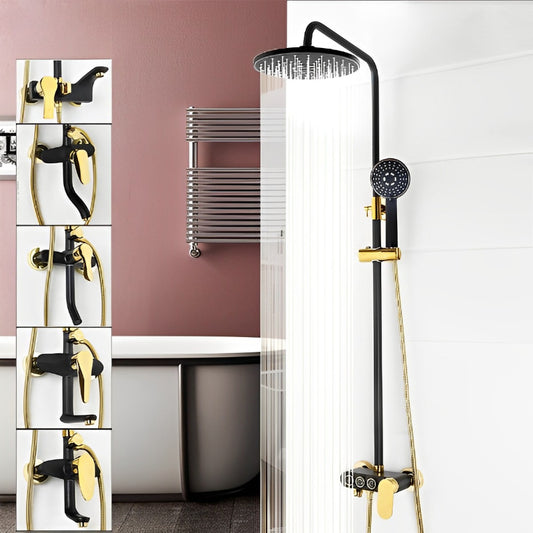 Gold-Plated Rain Mixer Shower Combo Set