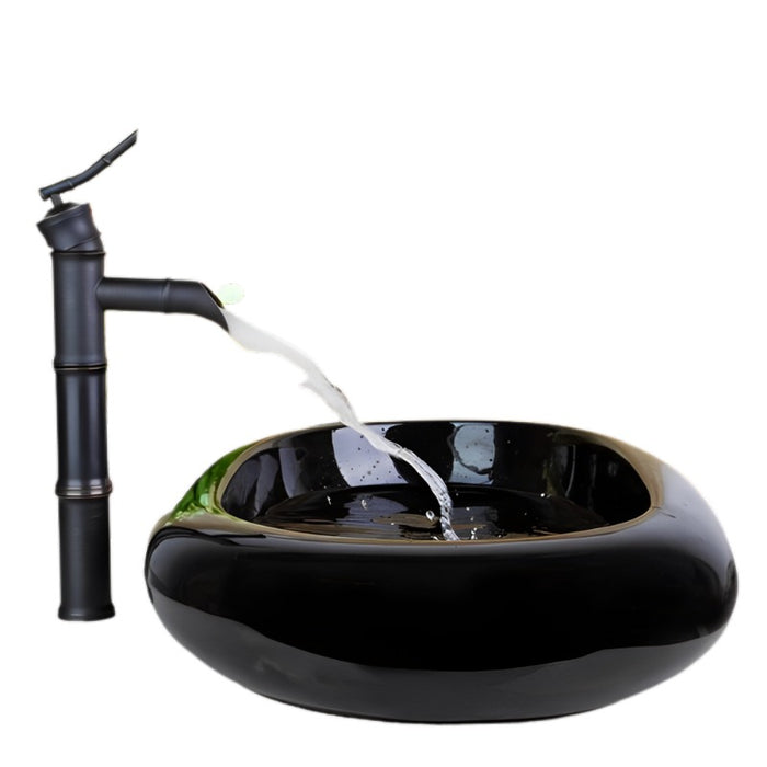 Black Ceramic Wash Artistic Sink Set