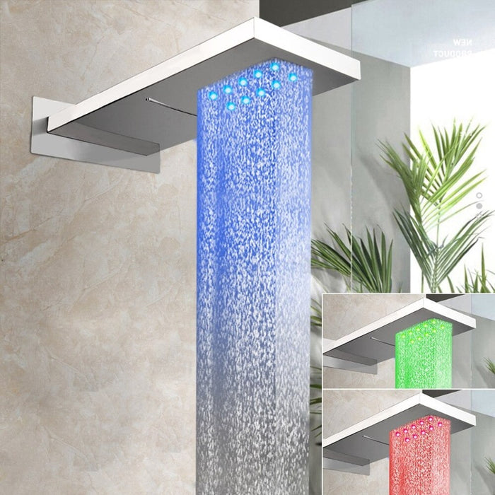 Chrome Polished LED Thick Bathroom Wall Mounted Shower Head