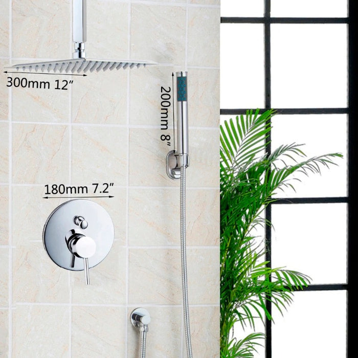 Ceiling Mounted Luxury Square Head Shower Set
