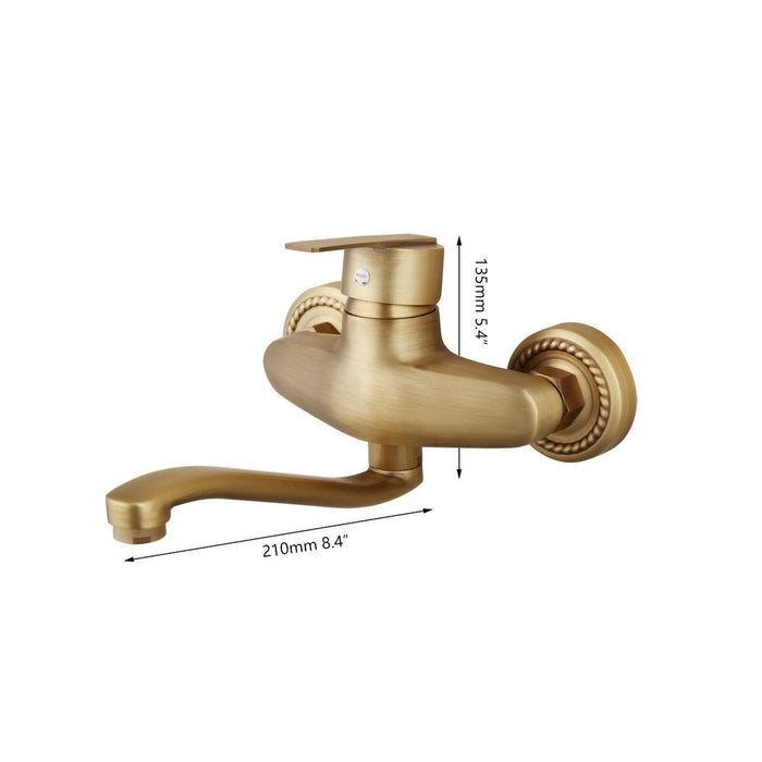 360 Swivel Antique Brass Wall Mounted Mixer Faucet