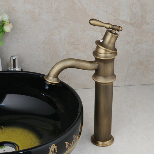 Antique Brass Deck Mounted Single Handle Faucet