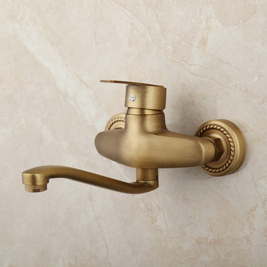 360 Swivel Antique Brass Wall Mounted Mixer Faucet