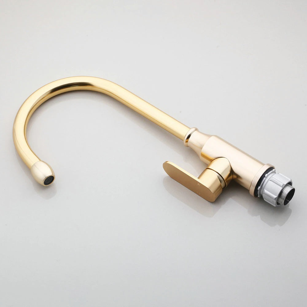 Gold-Plated Single Handle Kitchen Faucet