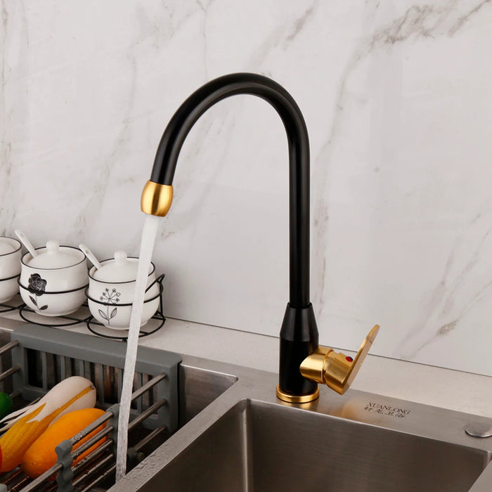 Black Gold-Plated Kitchen Faucet