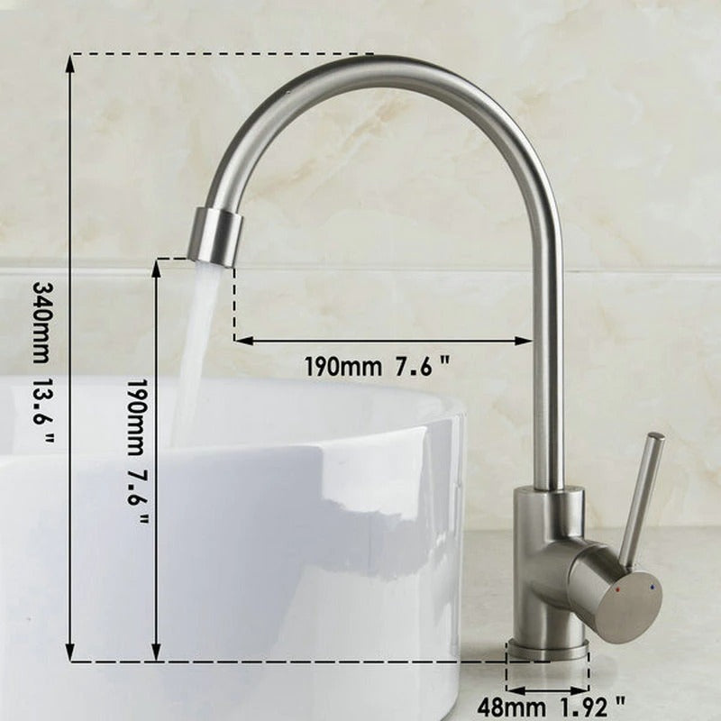 360 Swivel Nickel Brushed Stainless Steel Faucet