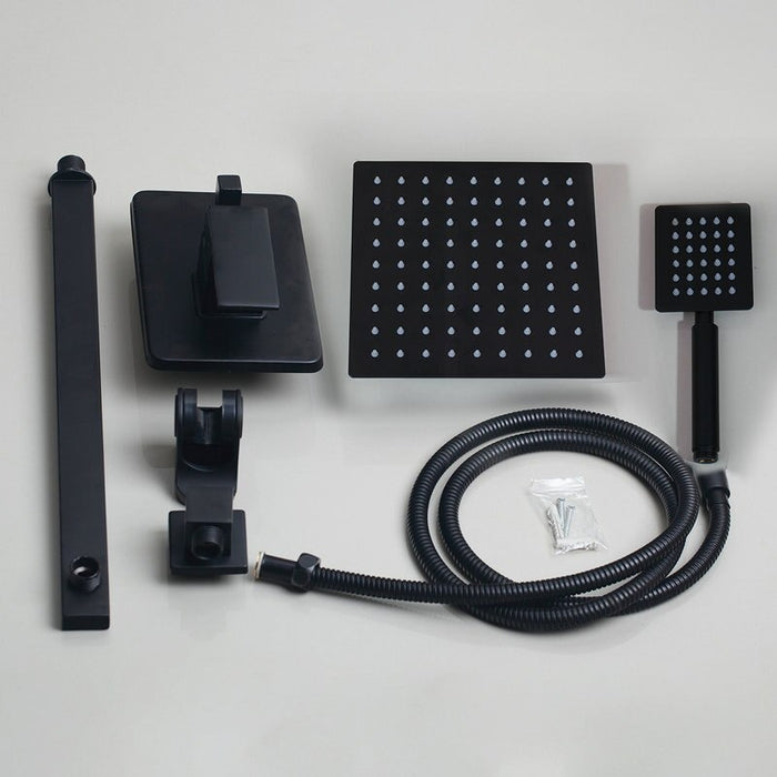 Black Ultra-thin Wall Mounted LED Shower Set