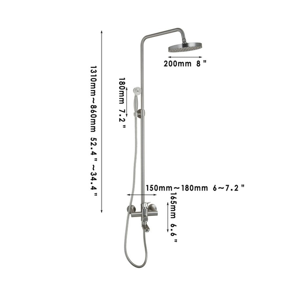 8 Inch Shower Head Water Saving Nozzle