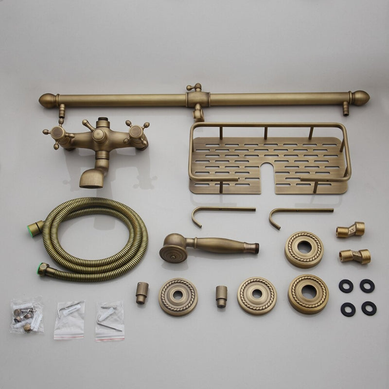 Antique Brass Wall Mounted Shower Set