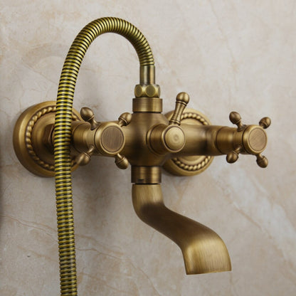 Antique Brass Wall Mounted Shower Set