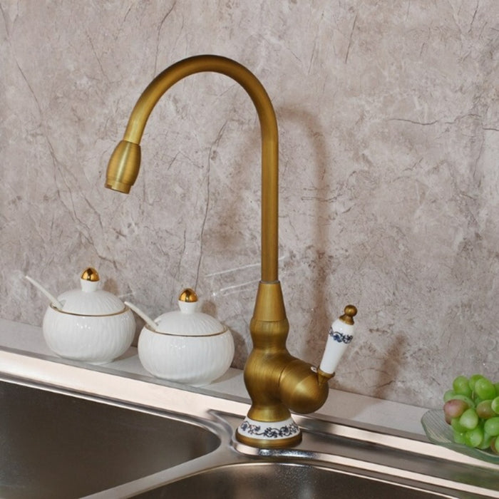 Antique Brass Chrome Ceramic Kitchen Basin Faucet
