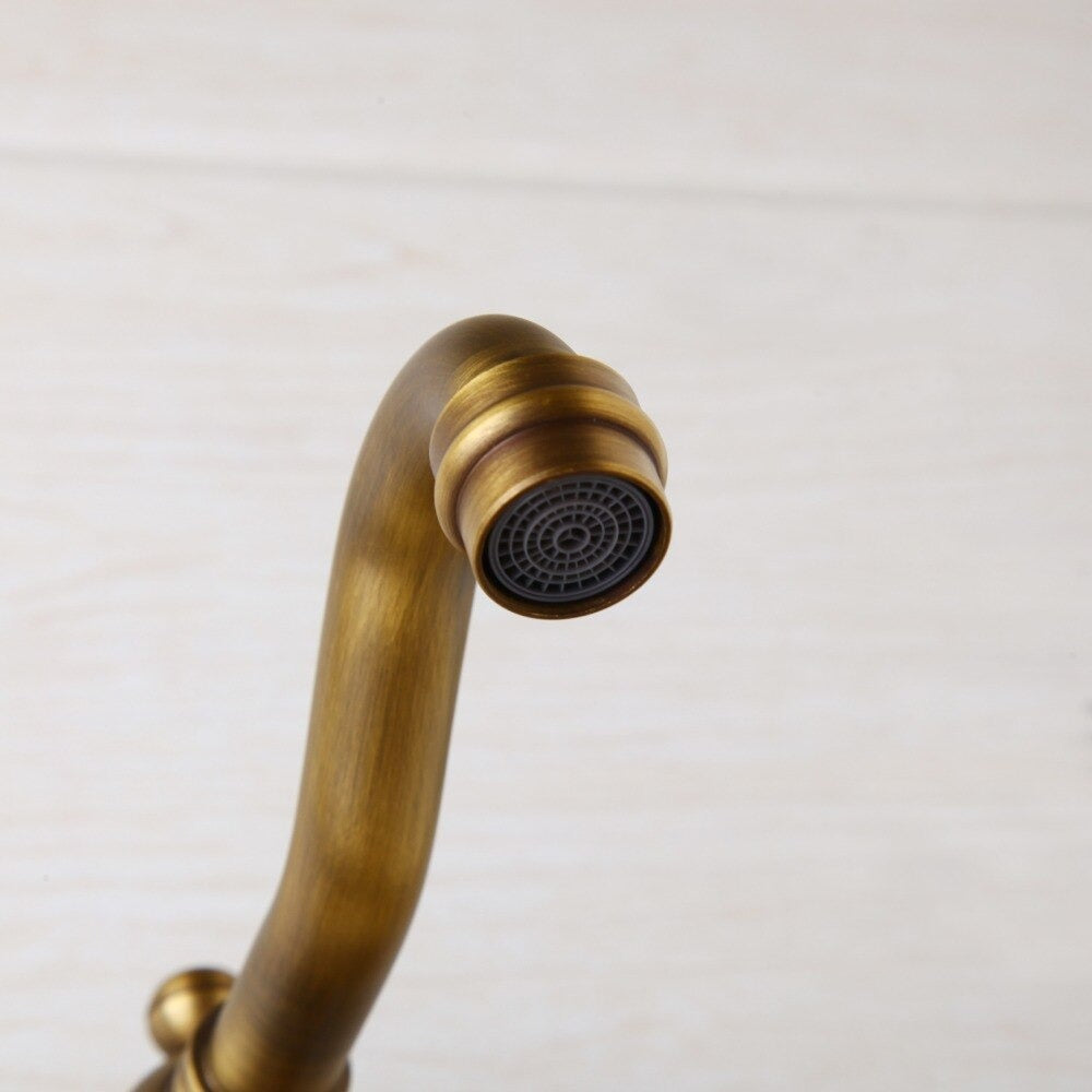 Antique-Brass Wall Mounted Shower Faucet Basin Sink Tap