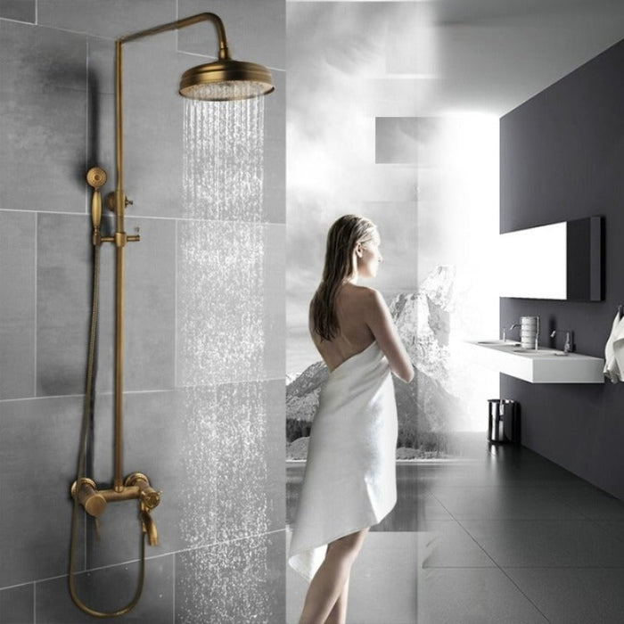 Antique Brass Rainfall Bathroom Shower Set