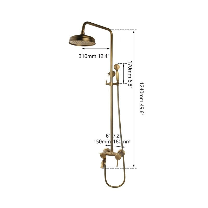 Antique Brass Rainfall Bathroom Shower Set