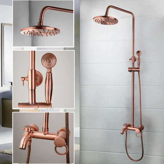 Antique Copper Bathroom Shower Head Bath Set