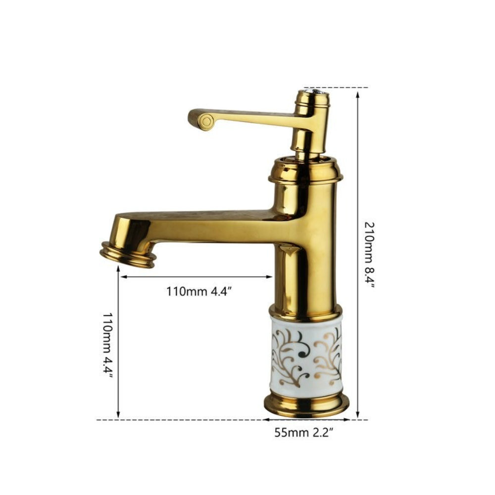 Single Handle Golden Ceramic Basin Mixer Tap