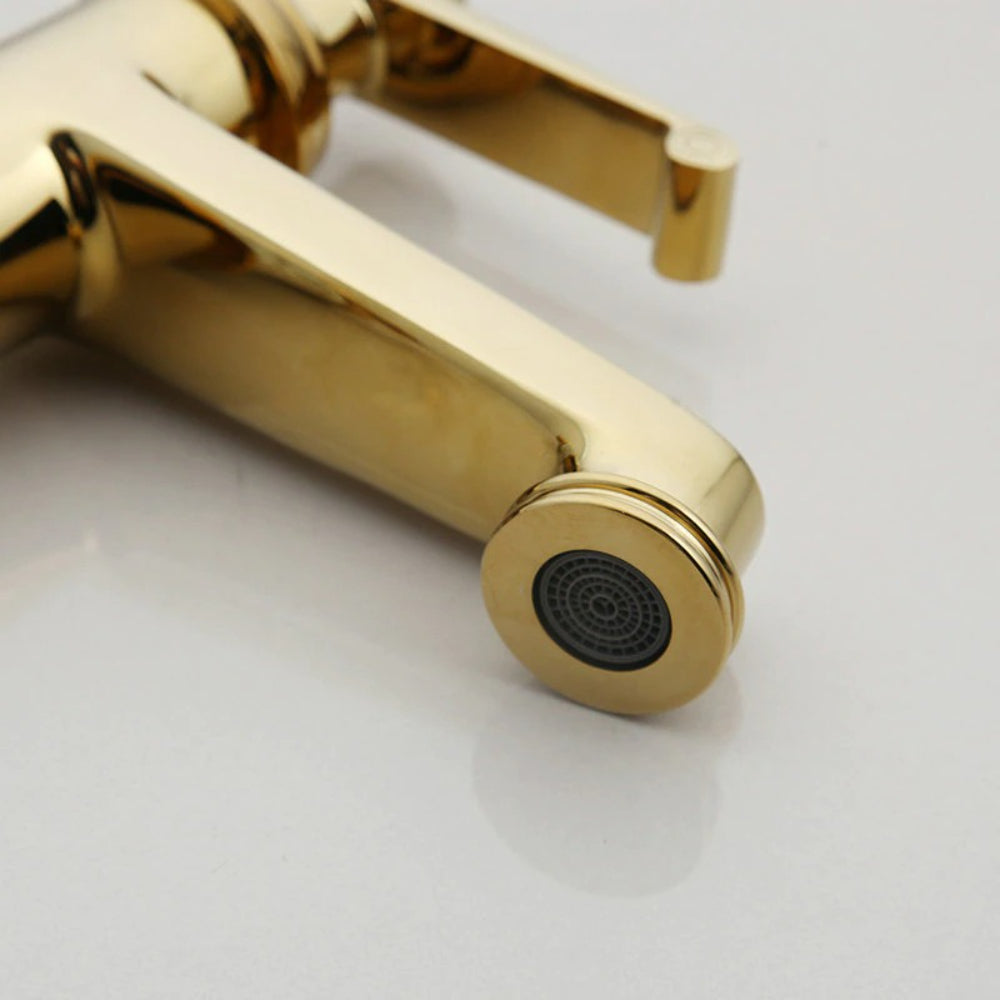 Single Handle Golden Ceramic Basin Mixer Tap