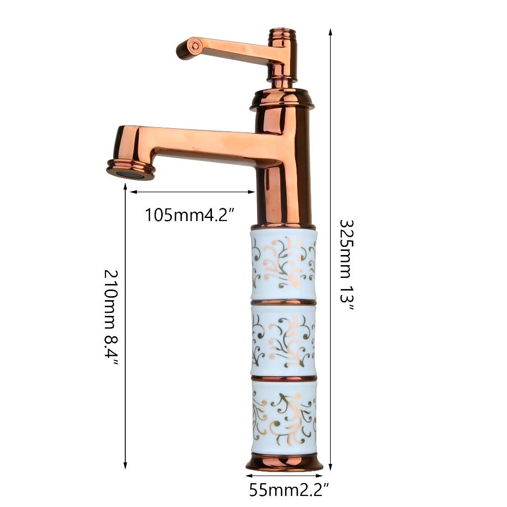 Rose-Golden Single Handle Bathroom Basin Faucet Tap