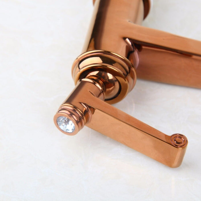 Rose-Golden Single Handle Bathroom Basin Faucet Tap