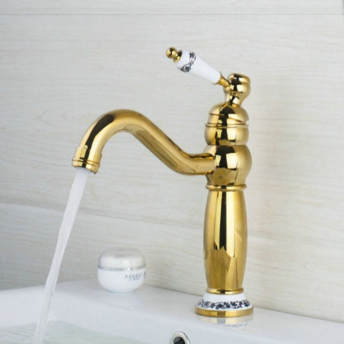 Polished Golden Swivel Single Handle Faucet