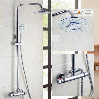 Thermostatic 8 Inch Shower Head Faucet Mixer Tap Set